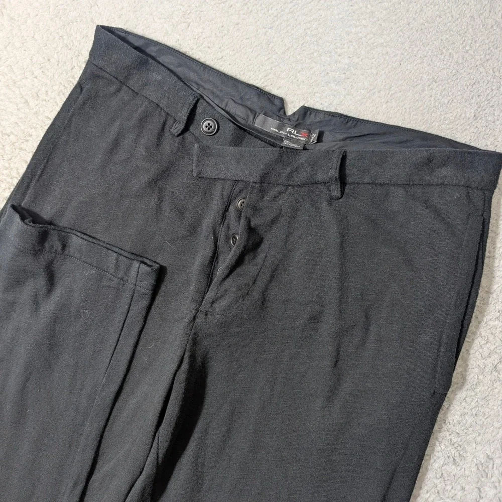 RLX Ralph Lauren Pants Mens‎ M Black 33/34 Knit Cotton Blend Trousers